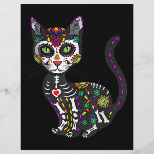 Sugar Skull Mexican Cat Halloween Day Of The Dead Custom Letterhead