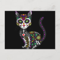 Sugar Skull Mexican Cat Halloween Day Of The Dead