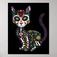 Sugar Skull Mexican Cat Halloween Day Of The Dead