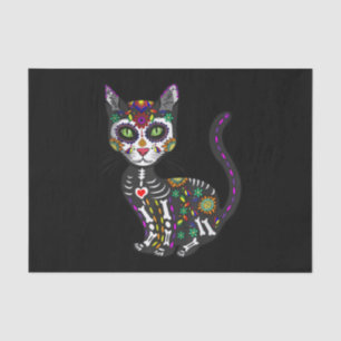 Sugar Skull Mexican Cat Halloween Day Of The Dead Tissue Paper