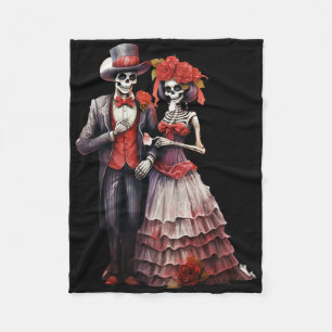 Sugar Skull Mexican Catrina Cinco De Mayo Dia De L Fleece Blanket