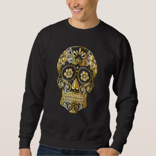 Sugar Skull Mexican Design Gold And Black Sweatshirt