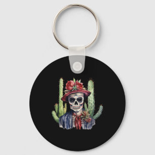 Sugar Skull Mexican Flag Cinco De Mayo Dia De Los Key Ring