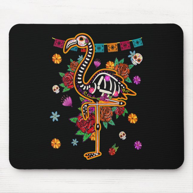 Sugar Skull Mexican Flamingo Bone Halloween Day Of Mouse Pad (Front)