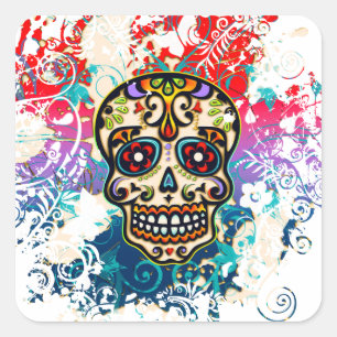 Sugar Skull, Mexico, Dias de los Muertos Square Sticker