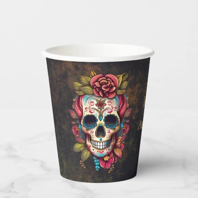 Sugar Skull Milstone Birthday Paper Cups (Front)