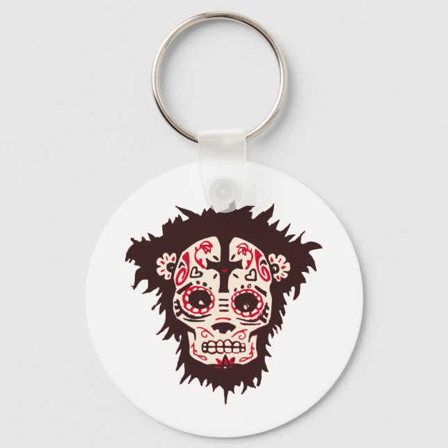 sugar skull monkey key ring (Front)