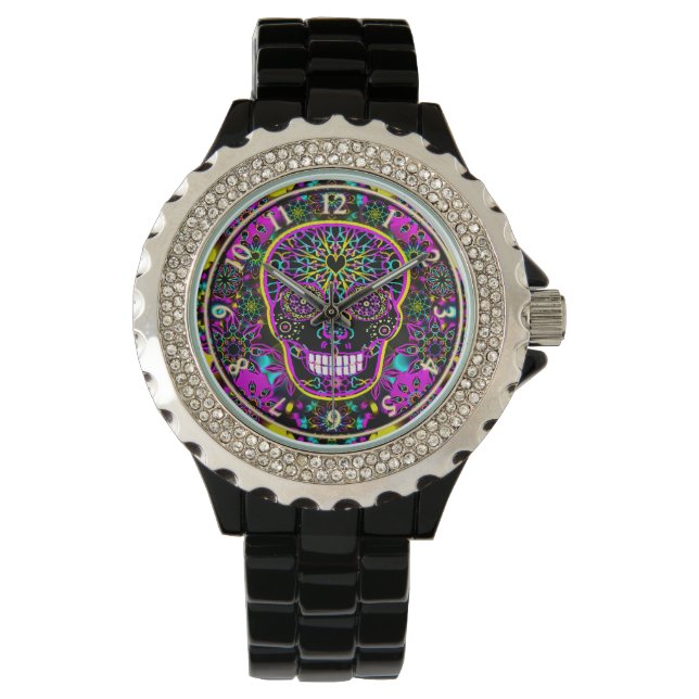 Sugar Skull Neon Pink Watch (Front)
