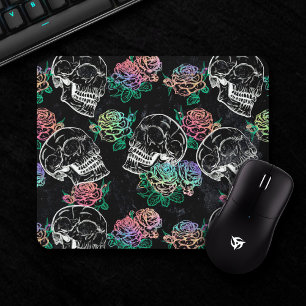 Sugar Skull Ombre Roses   Girly Pastel Grunge Glam Mouse Pad