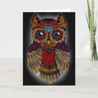 Sugar Skull Owl Greeting Card