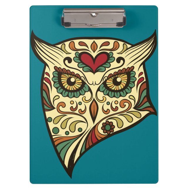 Sugar Skull Owl - Tattoo Design Clipboard (Front)