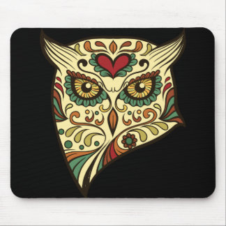 Sugar Skull Owl - Tattoo Design Mouse Pad