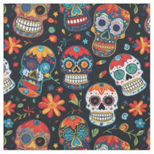 Sugar Skull Pattern-Seamless Day of the Dead Fabric