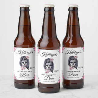 Sugar Skull Personalised Beer Bottle Label