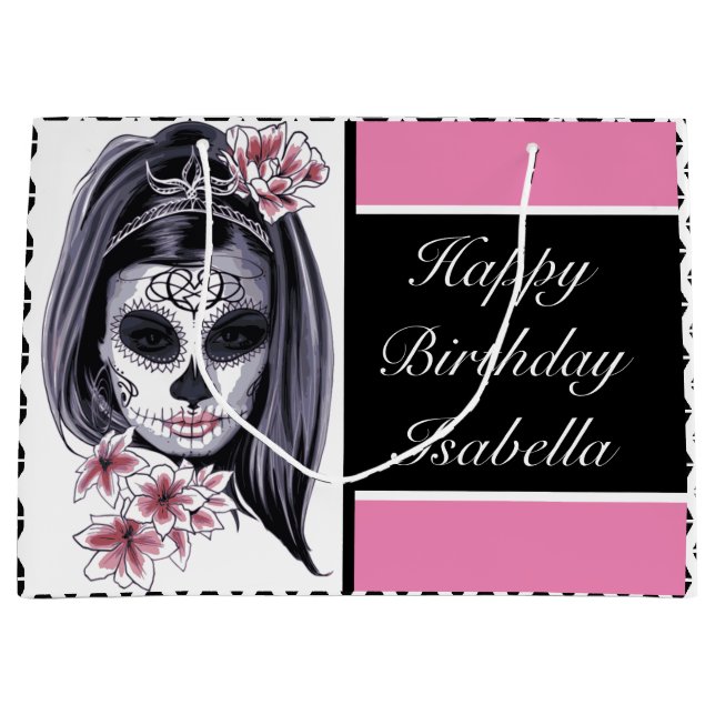 Sugar Skull Personalised Large Gift Bag (Front)
