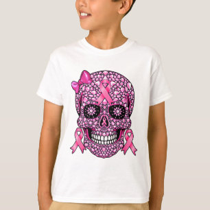 Sugar Skull Pink Ribbon Breast Cancer Awareness Gi T-Shirt