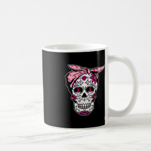 Sugar Skull Pink Ribbon Cool Breast Cancer Awarene Coffee Mug