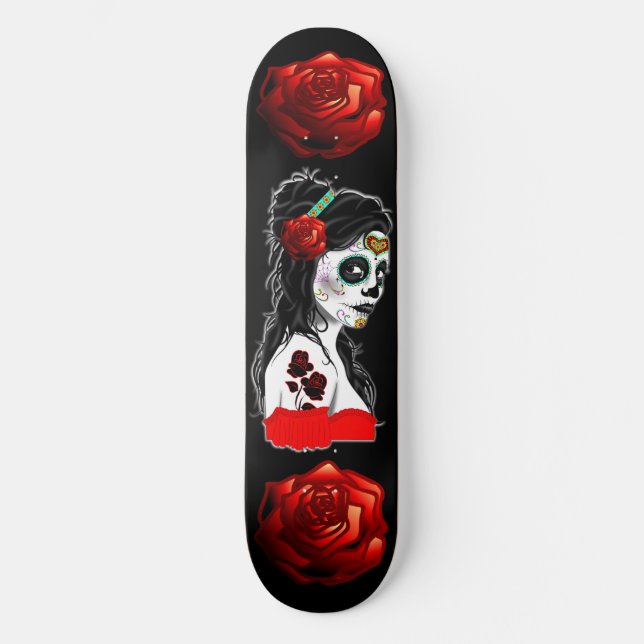 Sugar Skull Pinup skateboard deck (Front)