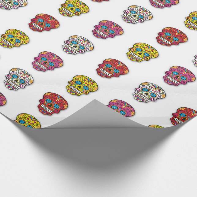 Sugar Skull Polka Dot Wrapping Paper (Corner)