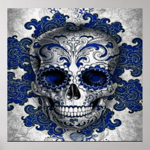 Sugar Skull Poster In Blue