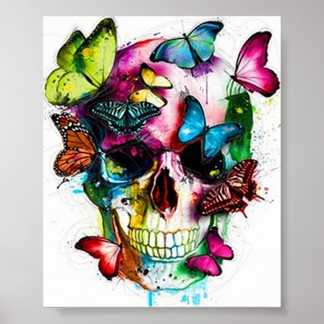 sugar skull poster with butterfly effect (Front)