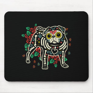 Sugar Skull Pug Dia De Los Muertos Halloween Dog Mouse Pad