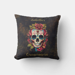 Sugar Skull Quinceanera Birthday Cushion