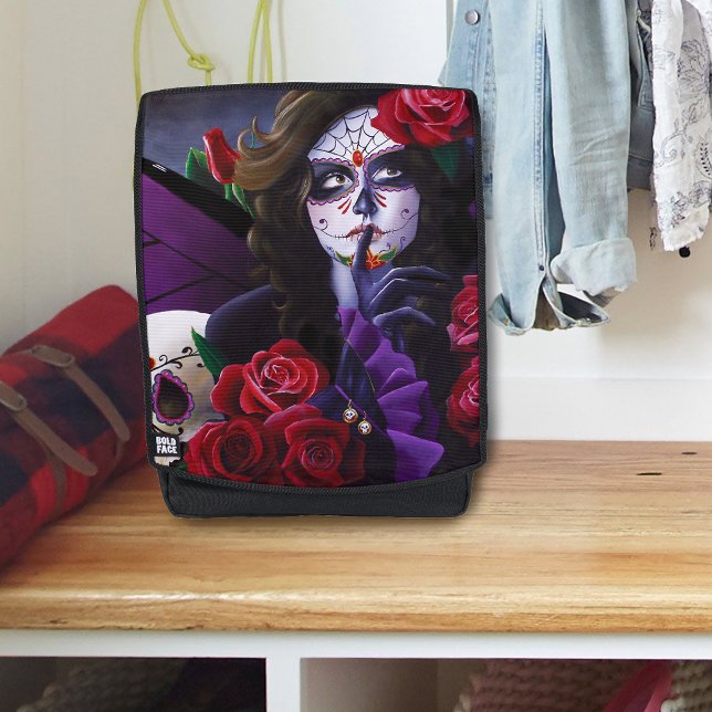 Sugar Skull Red Roses Purple Backpack (Creator Uploaded)