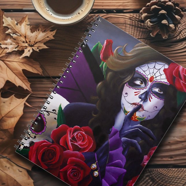 Sugar Skull Red ROses Purple Notebook (Creator Uploaded)