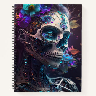 Sugar Skull Robotic Woman Day of the Dead Notebook