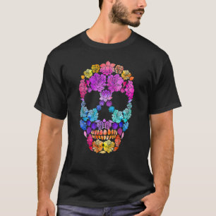 Sugar Skull Rose Flowers Flower Gothic Mycologist T-Shirt