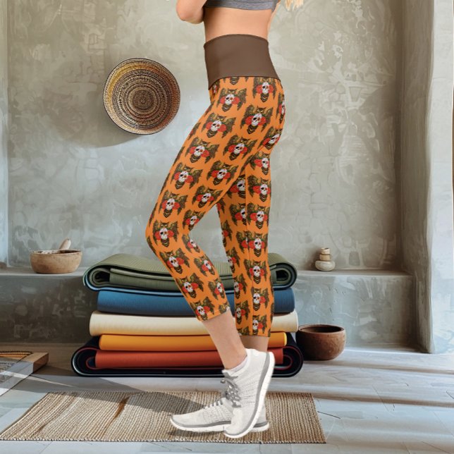 Sugar Skull Roses Owl Capri Leggings (Creator Uploaded)