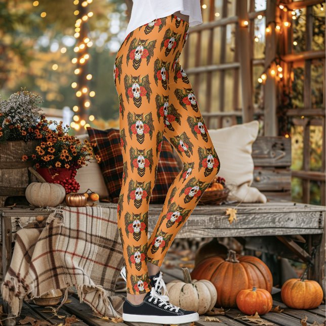 Sugar Skull Roses Owl Leggings (Creator Uploaded)