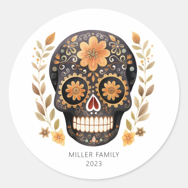 Sugar Skull Round Stickers (Front)