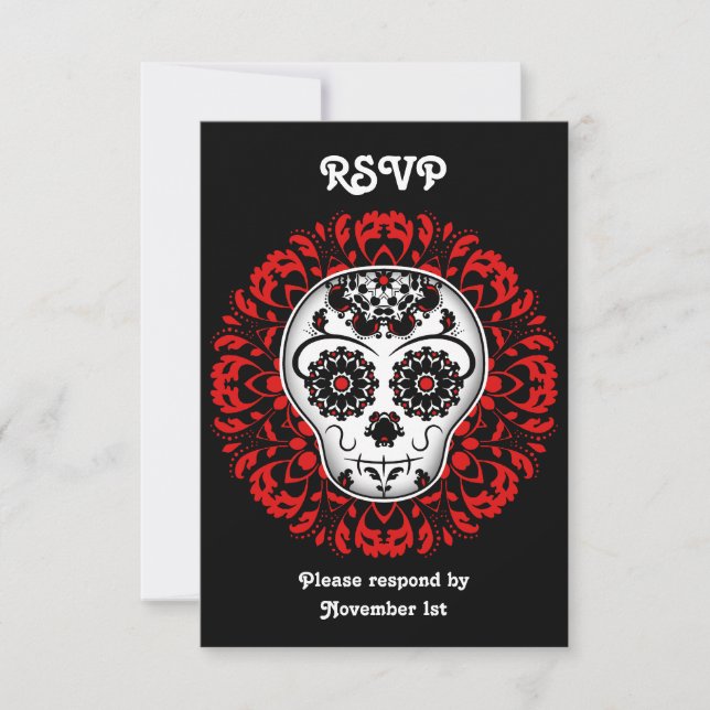 Sugar skull RSVP party Card (Front)