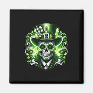 Sugar Skull Saint Patricks Day Of Dead Leprechaun Magnet