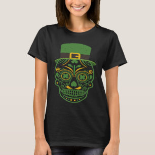 Sugar Skull Saint Patricks Day Of Dead Lucky Hallo T-Shirt