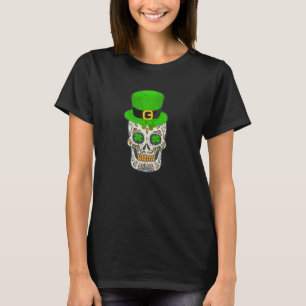 Sugar Skull Saint Patricks Day Of Dead Lucky Hallo T-Shirt