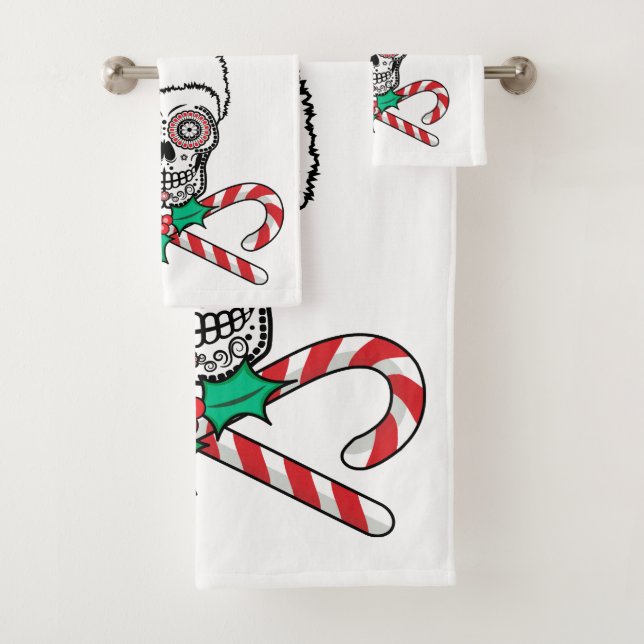Sugar  Skull Santa Bath Towel Set (Insitu)