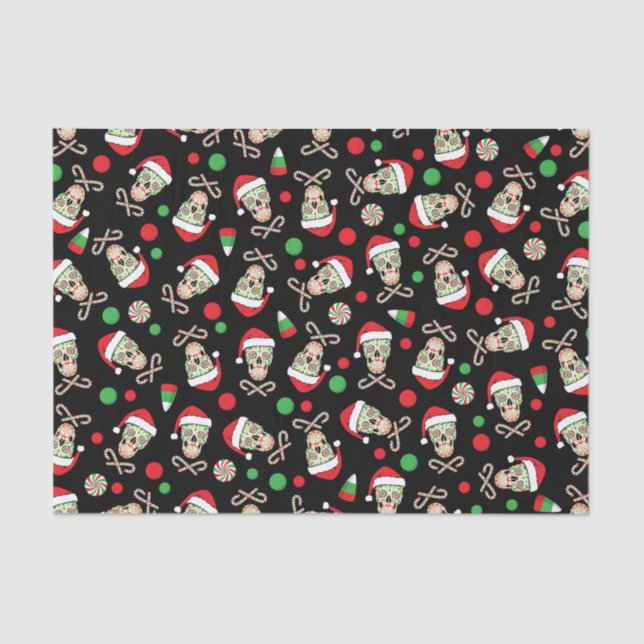 sugar skull santa customisable tissue paper (Front)