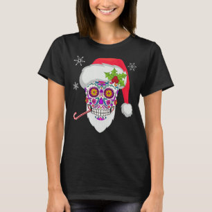 Sugar Skull Santa Funny Christmas Dia De Los Muert T-Shirt