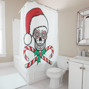Sugar skull Santa Shower Curtain