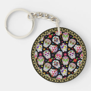 Sugar skull Scary and bloodcurdling intimidating Key Ring