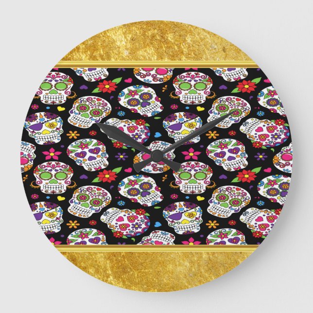 Sugar skull Scary and bloodcurdling intimidating Large Clock (Front)