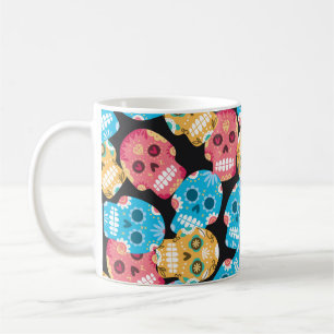 Sugar skull seamless background coffee mug
