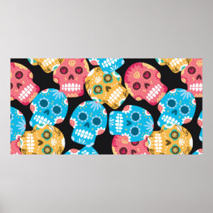 Sugar skull seamless background poster