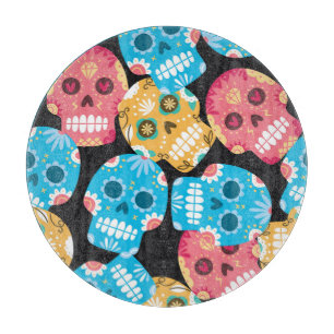 Sugar skull, seamless festive background. cutting board
