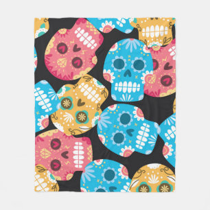Sugar skull, seamless festive background. fleece blanket