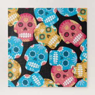 Sugar skull, seamless festive background. jigsaw puzzle