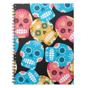 Sugar skull, seamless festive background. notebook
